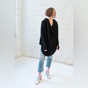 FREE PEOPLE Nicholas K Sweater Pullover Oversize Alpaca Black Marco Hoodie S